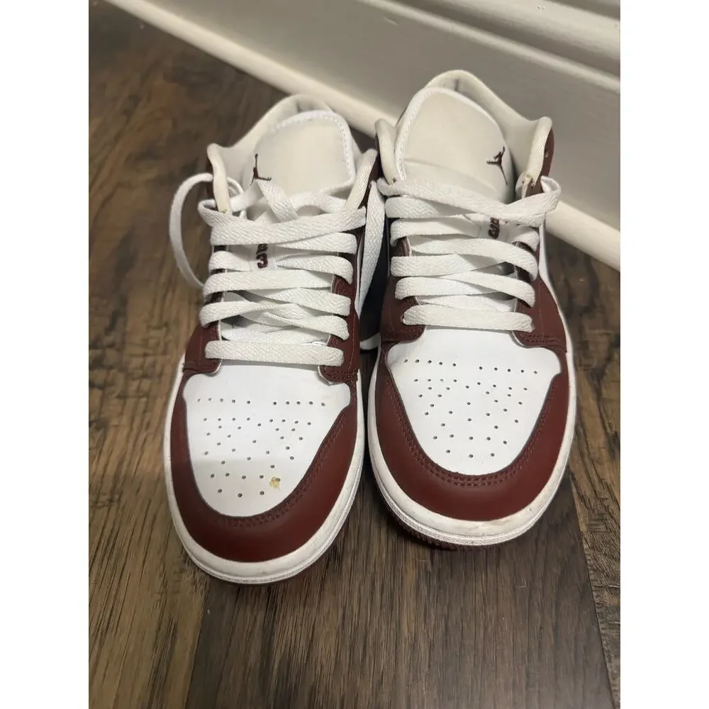 Nike Air Jordan 1 Low Women’s Size 8.5 White Burgundy Maroon Sneakers